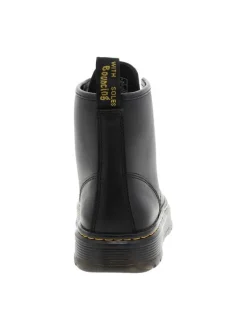 Bottines en cuir noires avec un talon plateau et des lacets ronds