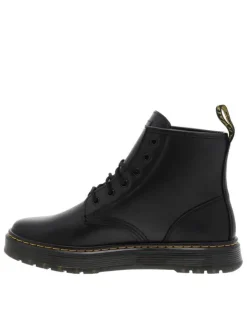 Bottines en cuir noires avec un talon plateau et des lacets ronds