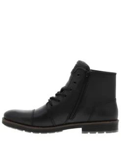 Bottines en cuir noires à talon décroché bas avec des lacets et un zip latéral