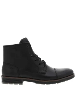 Bottines en cuir noires à talon décroché bas avec des lacets et un zip latéral
