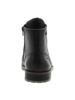 Bottines en cuir noires à talon décroché bas avec des lacets et un zip latéral