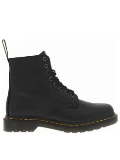 Bottines en cuir noires à talon décroché bas avec des lacets ronds