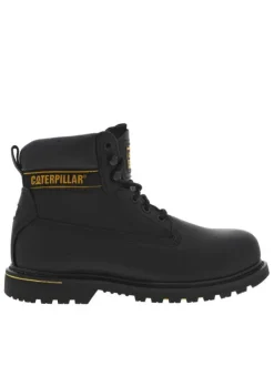 Bottines en cuir noires à talon décroché bas avec des lacets ronds