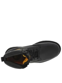 Bottines en cuir noires à talon décroché bas avec des lacets ronds