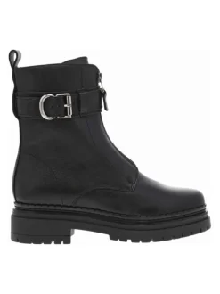 Bottines en cuir noires à talon décroché bas avec fermeture zippée