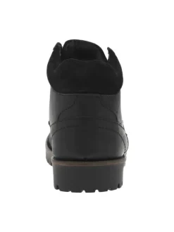 Bottines en cuir noires à talon décroché bas et à lacets ronds