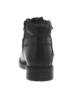 Bottines en cuir noires à talon décroché bas pourvues d'un zip latéral