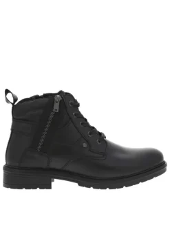 Bottines en cuir noires à talon décroché bas pourvues d'un zip latéral
