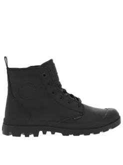 Bottines en cuir noires à talon plat avec des lacets et un zip latéral