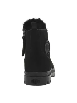 Bottines en cuir nubuck noires à talon plat avec des lacets et un zip latéral