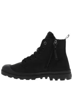 Bottines en cuir nubuck noires à talon plat avec des lacets et un zip latéral