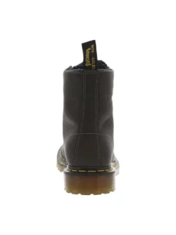 Bottines en cuir olive rembourrées à talon plat et à lacets ronds