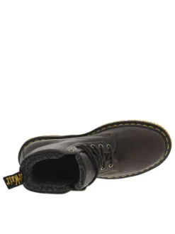 Bottines en cuir olive rembourrées à talon plat et à lacets ronds