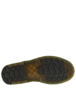 Bottines en cuir tan à talon décroché bas et à lacets ronds jaunes