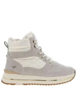Bottines fashion, fourrées, à semelle semi-compensé et à lacets et zip latéral