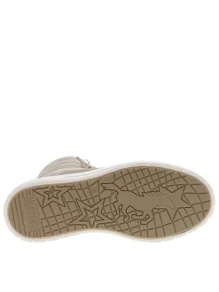 Bottines ivoire doublées, plates à lacets logo de la marque sur le contrefort