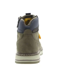 Bottines kaki à talon décroché bas avec un zip et des lacets ronds
