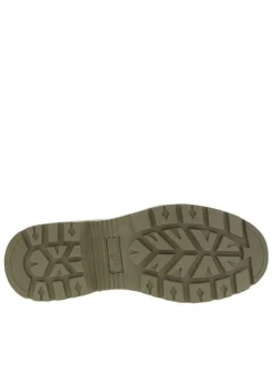Bottines kaki à talon décroché bas avec un zip et des lacets ronds