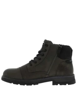 Bottines kaki à talon décroché bas avec un zip et des lacets ronds