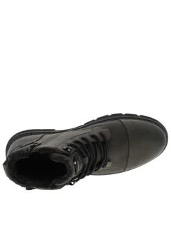 Bottines kaki à talon décroché bas avec un zip et des lacets ronds