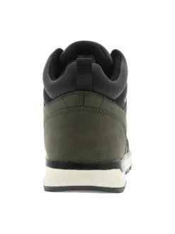 Bottines kaki à talon plat avec un col rembourré et une languette d'enfilage