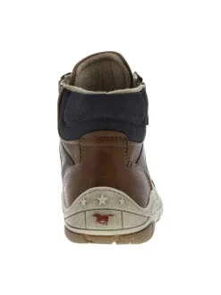 Bottines marron plates, à lacets et zip latéral et logo sur le contrefort