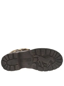 Bottines marron à talon décroché bas avec un zip et des lacets ronds