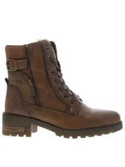 Bottines marron à talon décroché moyen avec des lacets et un zip latéral