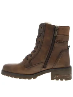 Bottines marron à talon décroché moyen avec des lacets et un zip latéral