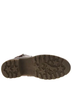 Bottines marron à talon décroché moyen avec des lacets et un zip latéral