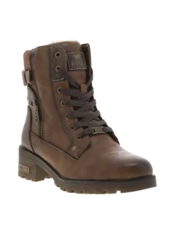 Bottines marron à talon décroché moyen avec des lacets et un zip latéral