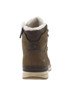 Bottines marron à talon plat et à lacets et zip latéral avec doublure chaude
