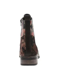 Bottines multicolores à talon décroché bas avec zip et des lacets ronds