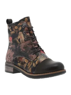 Bottines multicolores à talon décroché bas avec zip et des lacets ronds