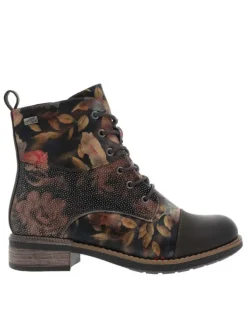 Bottines multicolores à talon décroché bas avec zip et des lacets ronds