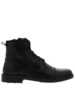 Bottines noires à talon compensé bas et à lacets et zip latéral comme fermeture