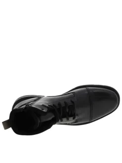 Bottines noires à talon compensé bas et à lacets et zip latéral comme fermeture