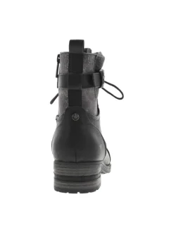 Bottines noires à talon décroché bas avec des lacets ronds et un zip latéral