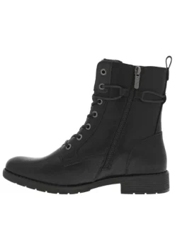 Bottines noires à talon décroché bas avec un zip et des lacets ronds