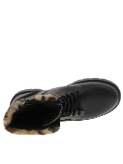 Bottines noires à talon décroché bas avec un zip et des lacets ronds