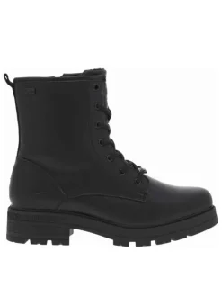 Bottines noires à talon décroché bas avec un zip et des lacets ronds