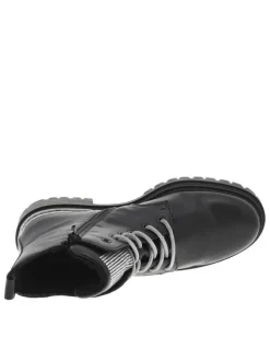 Bottines noires à talon décroché bas avec un zip et des lacets ronds