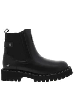 Bottines noires à talon décroché bas avec un zip et un soufflet élastiqué