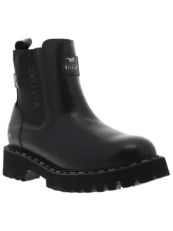 Bottines noires à talon décroché bas avec un zip et un soufflet élastiqué