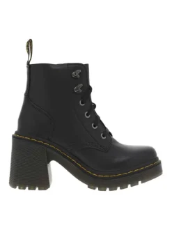 Bottines noires à talon décroché haut avec des lacets plats et un talon épais