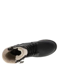 Bottines noires à talon décroché moyen avec un zip et des lacets ronds