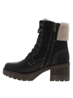 Bottines noires à talon décroché moyen avec un zip et des lacets ronds
