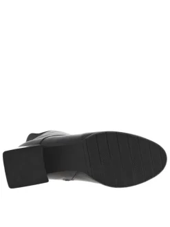 Bottines noires à talon, à lacets et à zip avec surpiqûre ton sur ton