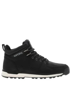 Bottines noires à talon plat à lacets avec des œillets métalliques