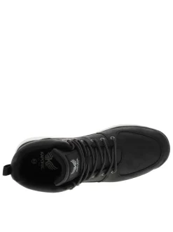 Bottines noires à talon plat à lacets avec des œillets métalliques